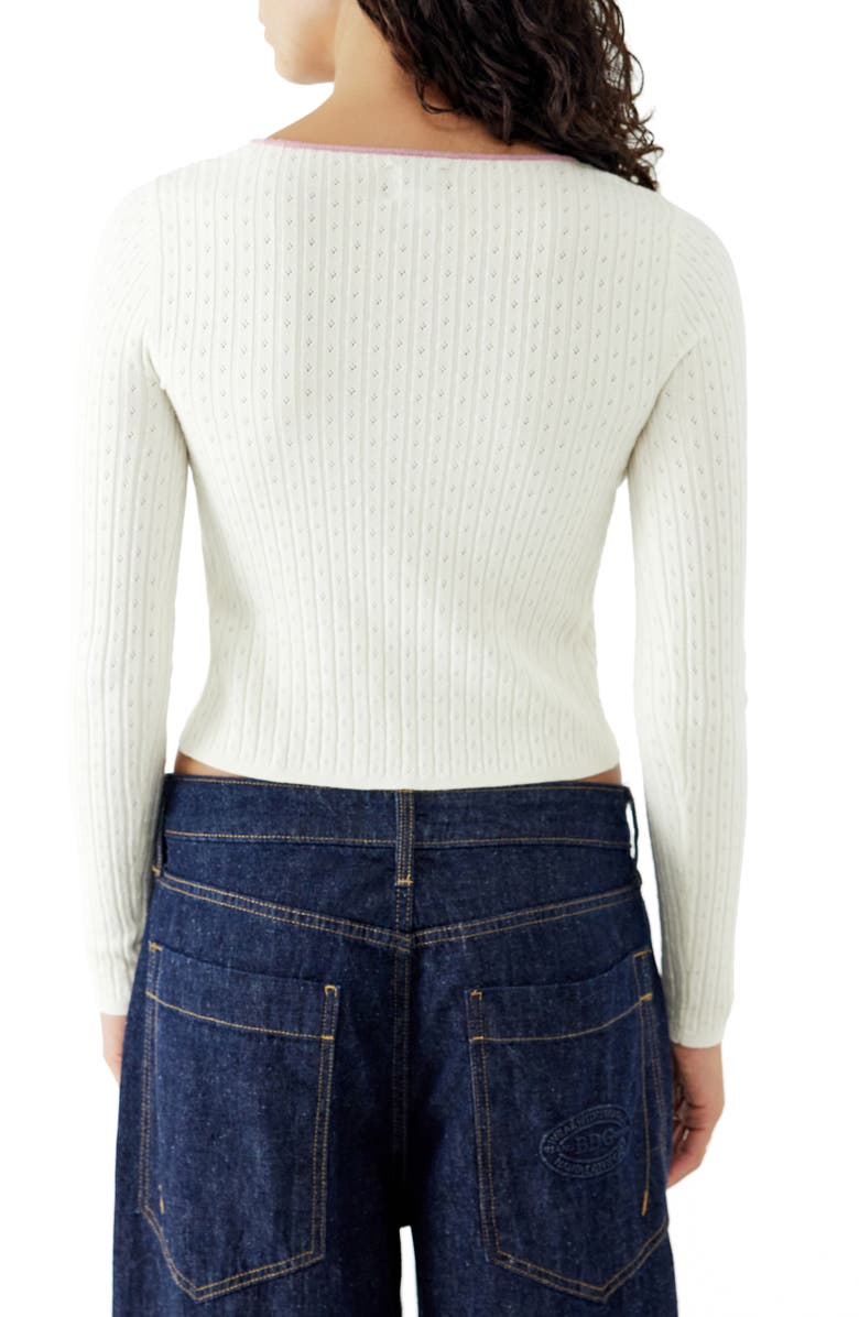 BDG Urban Outfitters Pointelle Tie Front Cardigan, Alternate, color, Cream