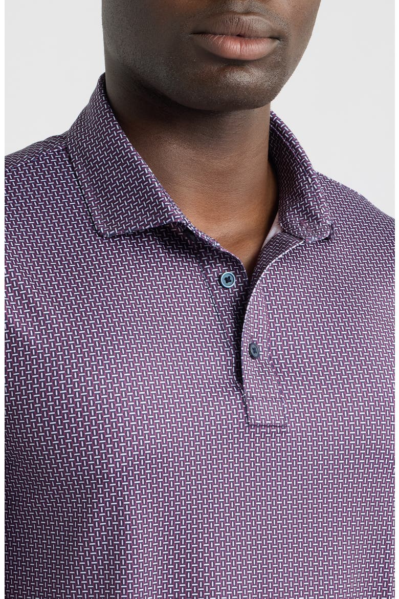 Mod Geo Tech Jersey Performance Polo, Alternate, color, TWILIGHT / DARK PLUM
