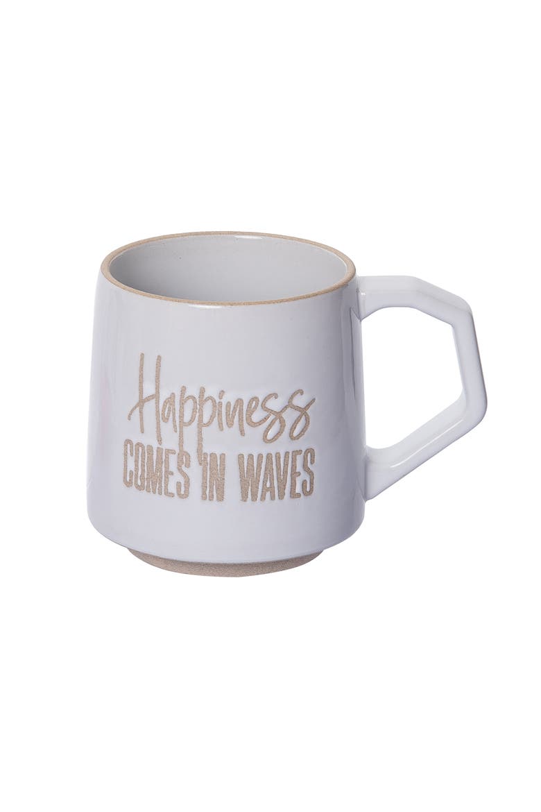 Happiness Comes In Waves Mug Ceramic White 16 oz, Main, color, White
