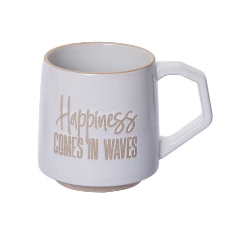Happiness Comes In Waves Mug Ceramic White 16 oz