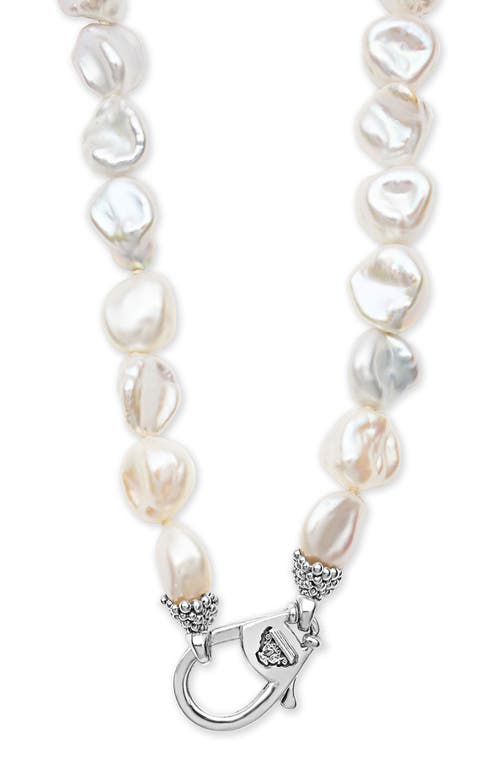 Lagos Sterling Silver Luna Keshi Pearl & Caviar Bead Long Strand Necklace, 34 In Silver