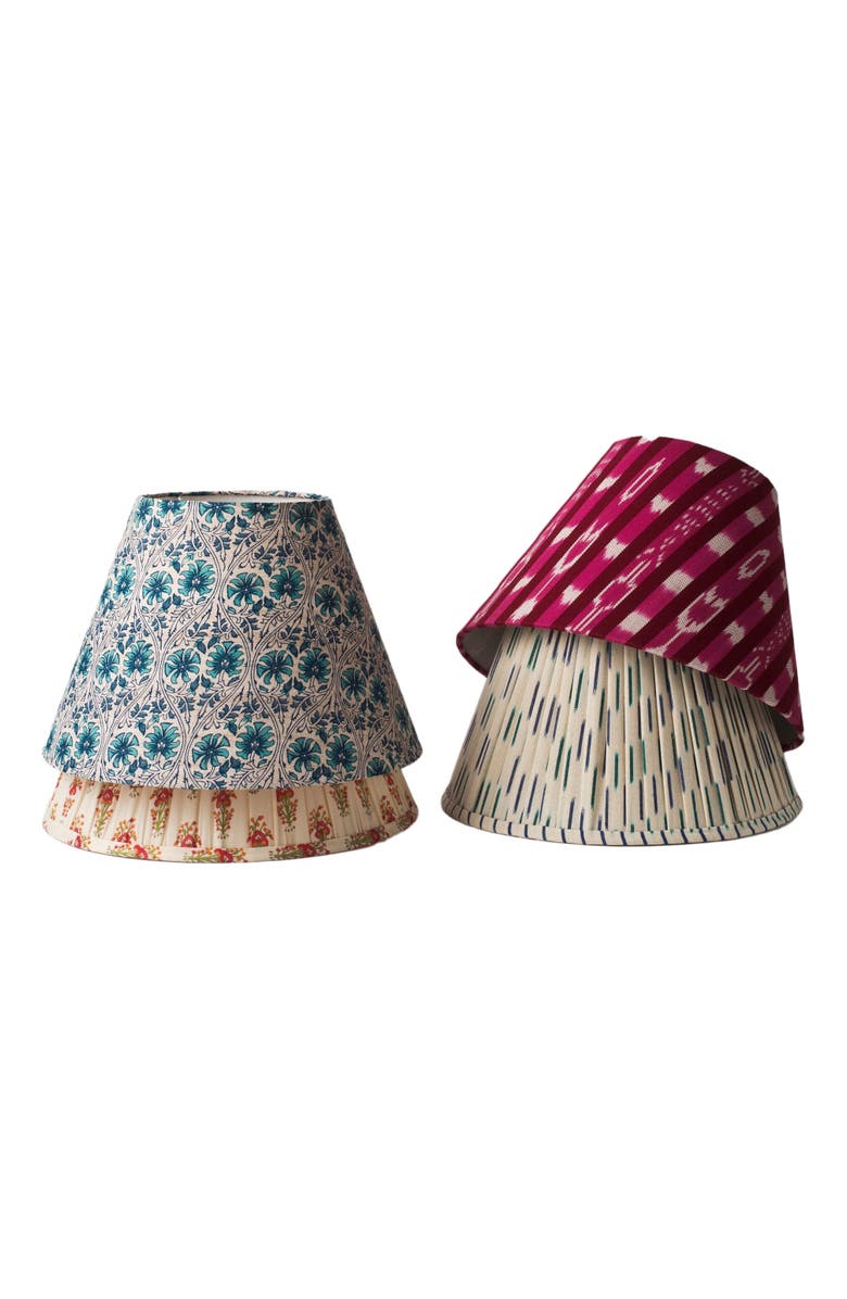 Mela Artisans Ikat Blue Pleated Lampshade, Alternate, color, Beige