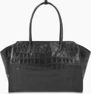 KAAI Voyager Leather Tote Bag - Soft Croco Black