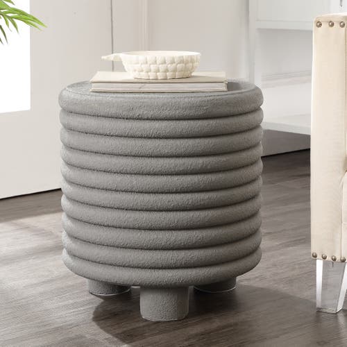 Jonathan Y Evans 18" Minimalist Modern 3-legged Drum Accent Table, White Frosted In Gray Frosted