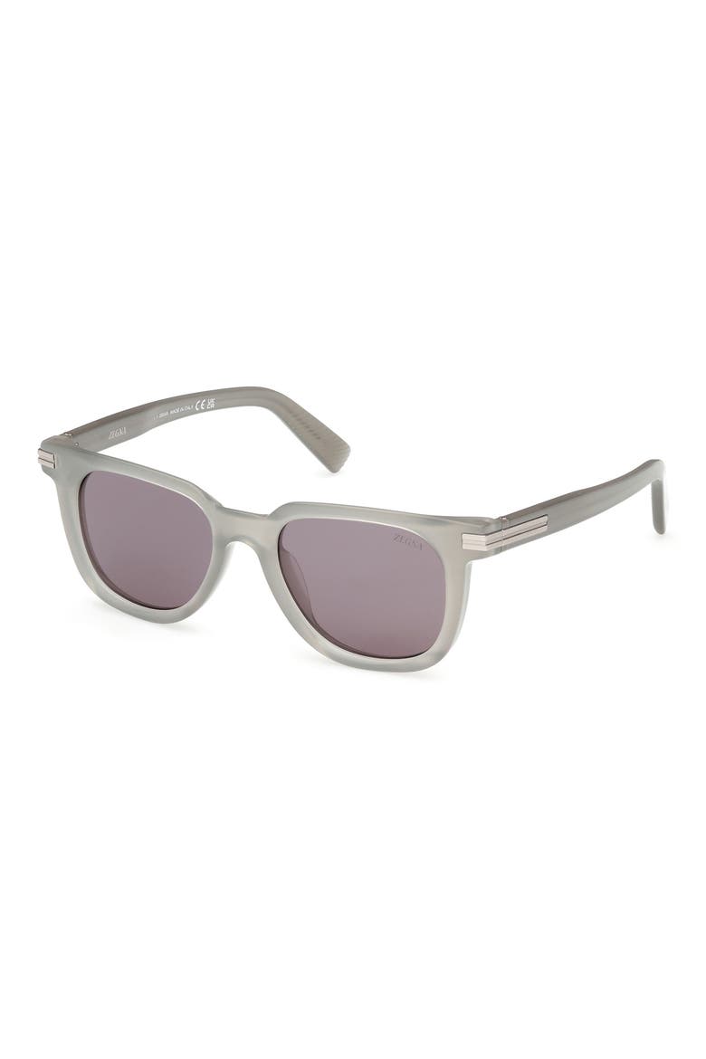 50mm Geometric Sunglasses, Alternate, color, SHINY MILKY GREY