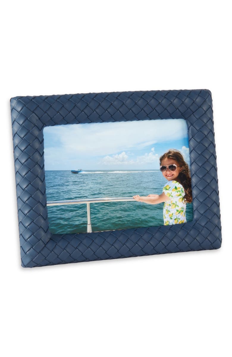 Bey-Berk Woven Leather Picture Frame, Alternate, color, Navy