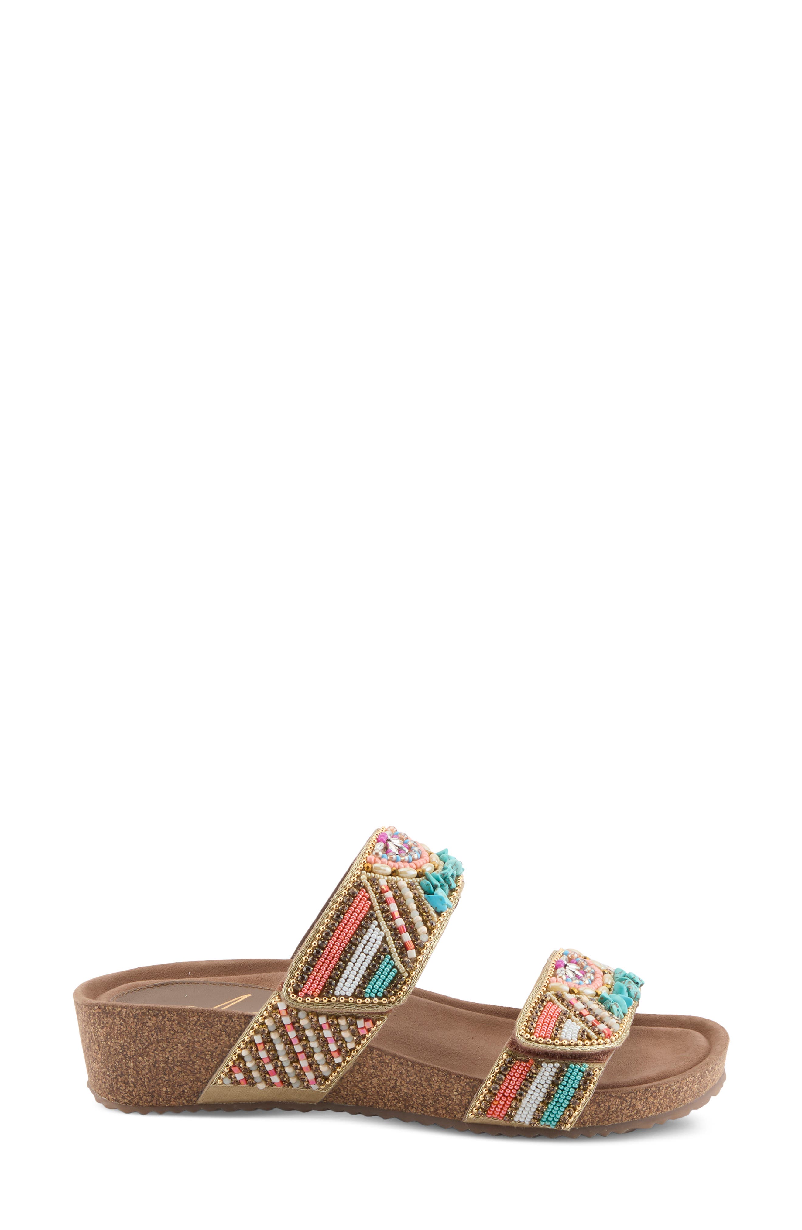 Bahamain Hand Beaded Platform Sandal, Alternate, color, TURQUOISE MULTI
