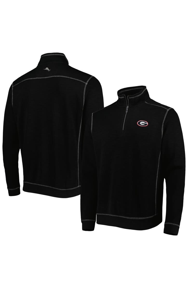 Tommy Bahama Men's Tommy Bahama Black Georgia Bulldogs Sport Tobago Bay Tri-Blend Mock Neck Half-Zip Jacket, Main, color,