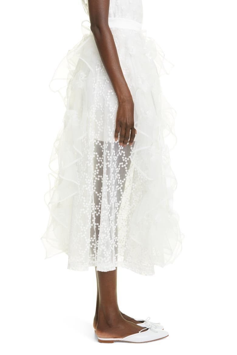 Embroidered Organza Bubble Skirt, Alternate, color, IVORY