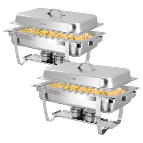 9.5 Quart Stackable Stainless Steel Professional Chafing Dish/Food Warmer/Buffet Server Serving Trays, Set of 2