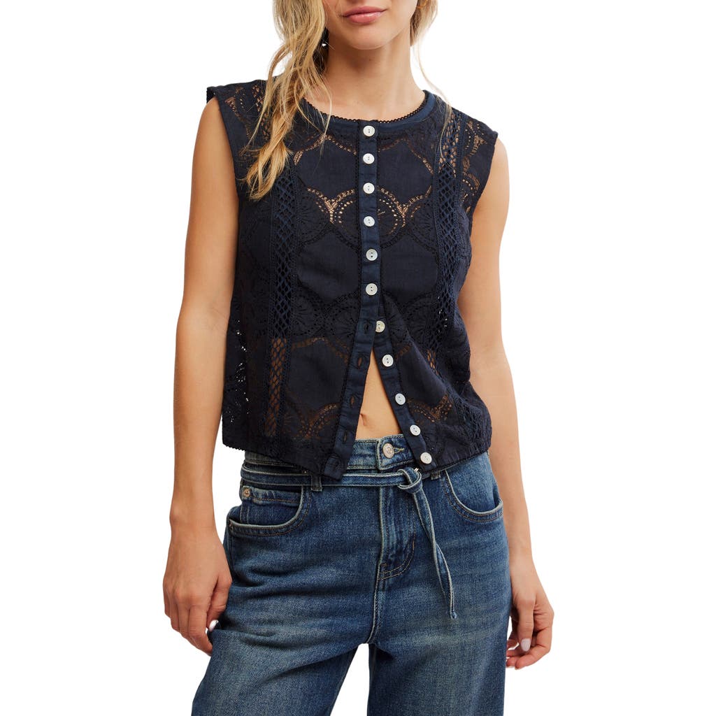 Free People Jae Button-up Top In Black