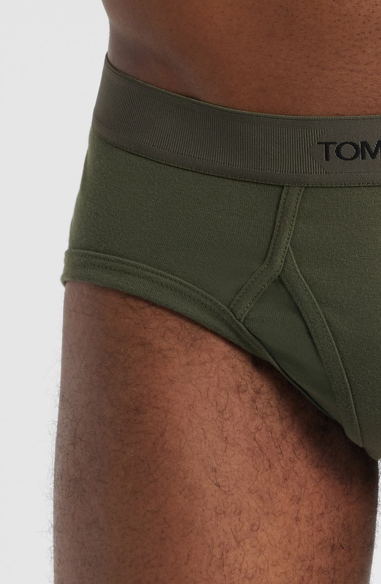 TOM FORD Cotton Stretch Jersey Briefs, Alternate, color, Military Green