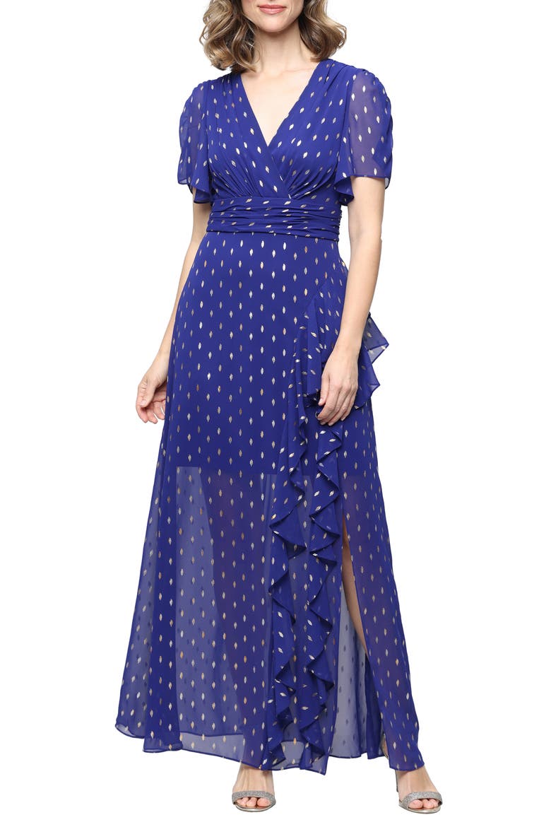 Foil Print Dress, Main, color, IRIS