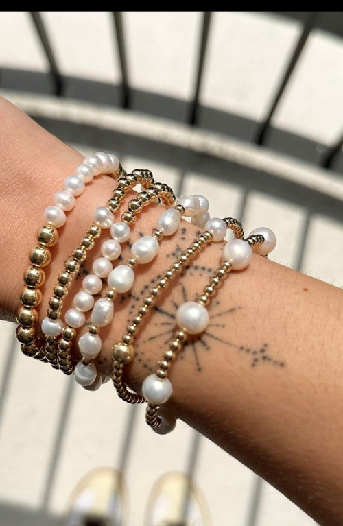 Little Sky Stone Multi-pearl Bead Bracelet In Gold