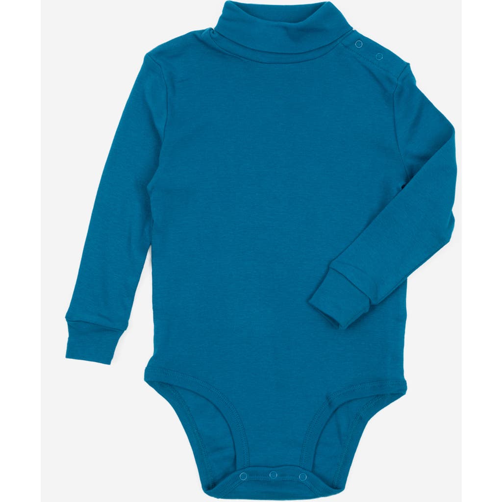 Leveret Baby Turtleneck Bodysuit, Cotton Long Sleeve In Blue
