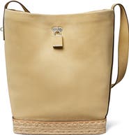 Tory Burch Lock T Monogram Crochet Slim Suede Shoulder Bag