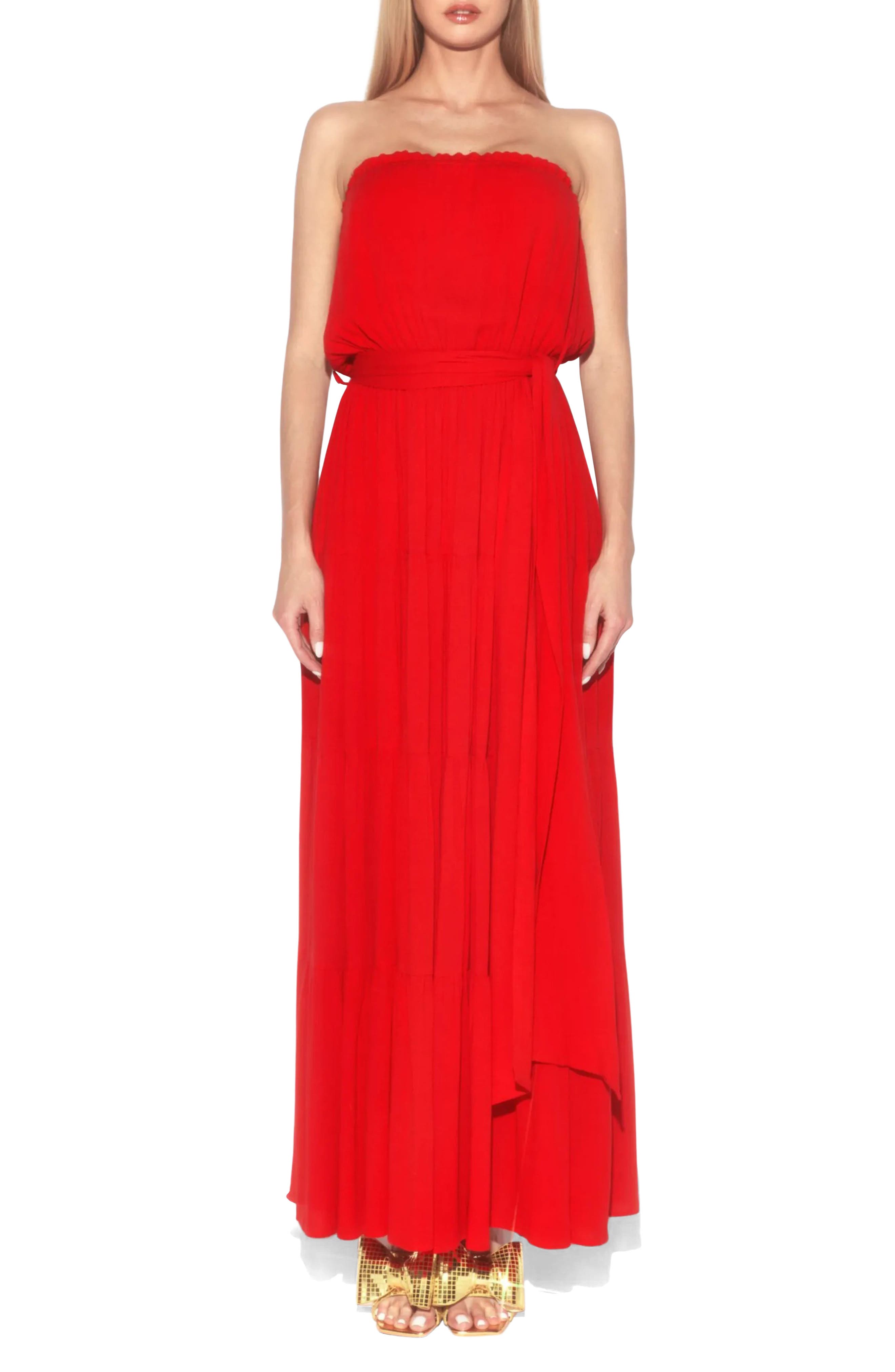 MEGHAN LA Makena Strapless Maxi Dress