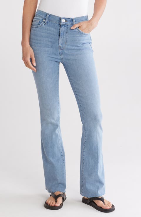 Le Easy High Waist Raw Hem Flare Jeans