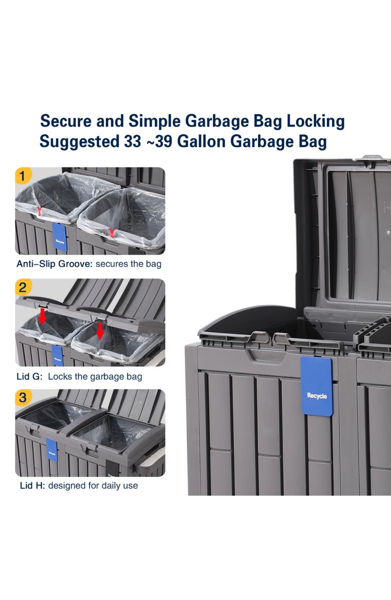 Ashfield & Harkness 62 Gallon Outdoor Trash Can Ash Tray, Alternate, color, Gray