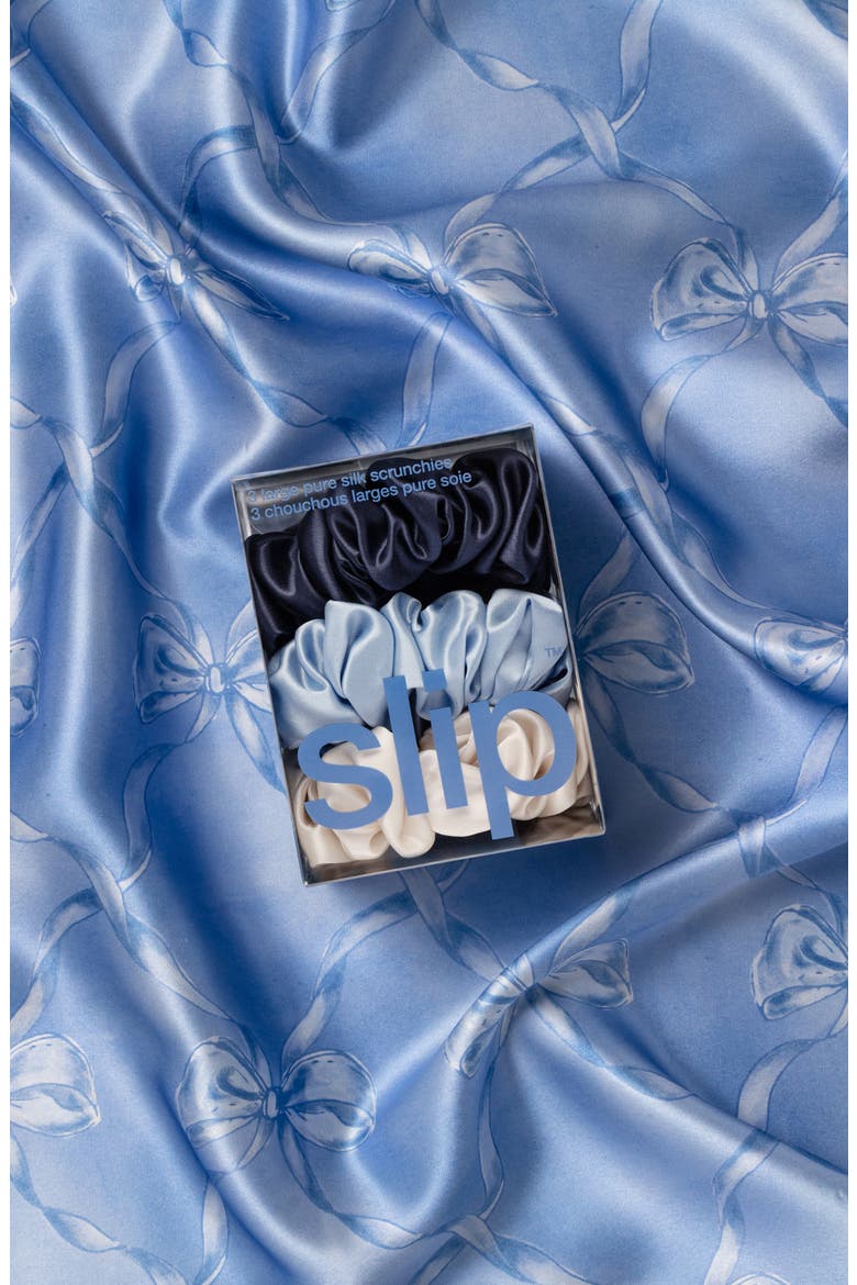 Skye 3-Pack Pure Silk Large Scrunchies, Alternate, color, SKYE