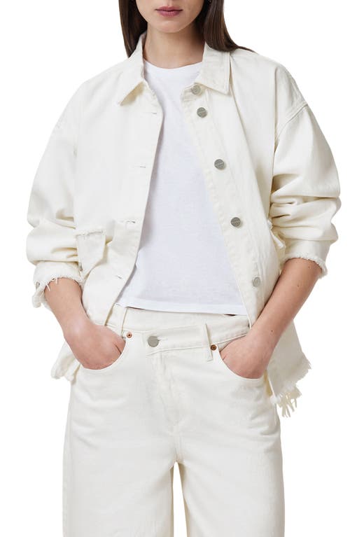 Allsaints Hettie Fray Denim Shirt Jacket In Off White