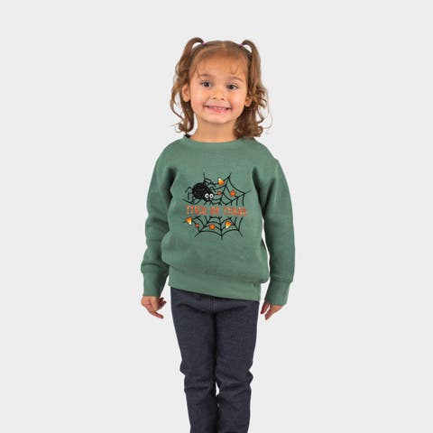 Trick or Treat Spiderweb Glitter Toddler Graphic Sweatshirt