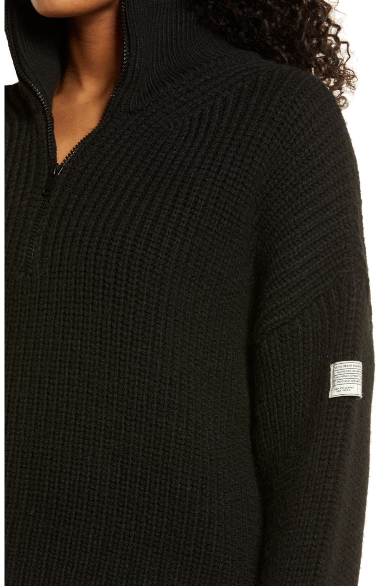 Fisherman Half Zip Sweater, Alternate, color, BLACK