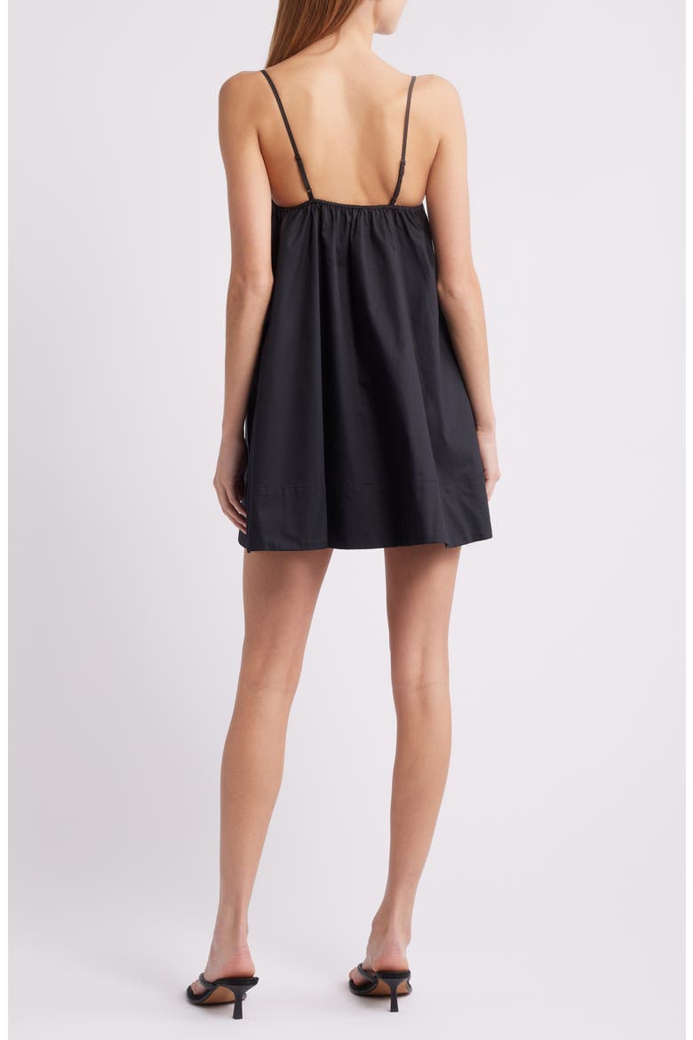 Lindsay Cotton Poplin Babydoll Minidress, Alternate, color, NOIR
