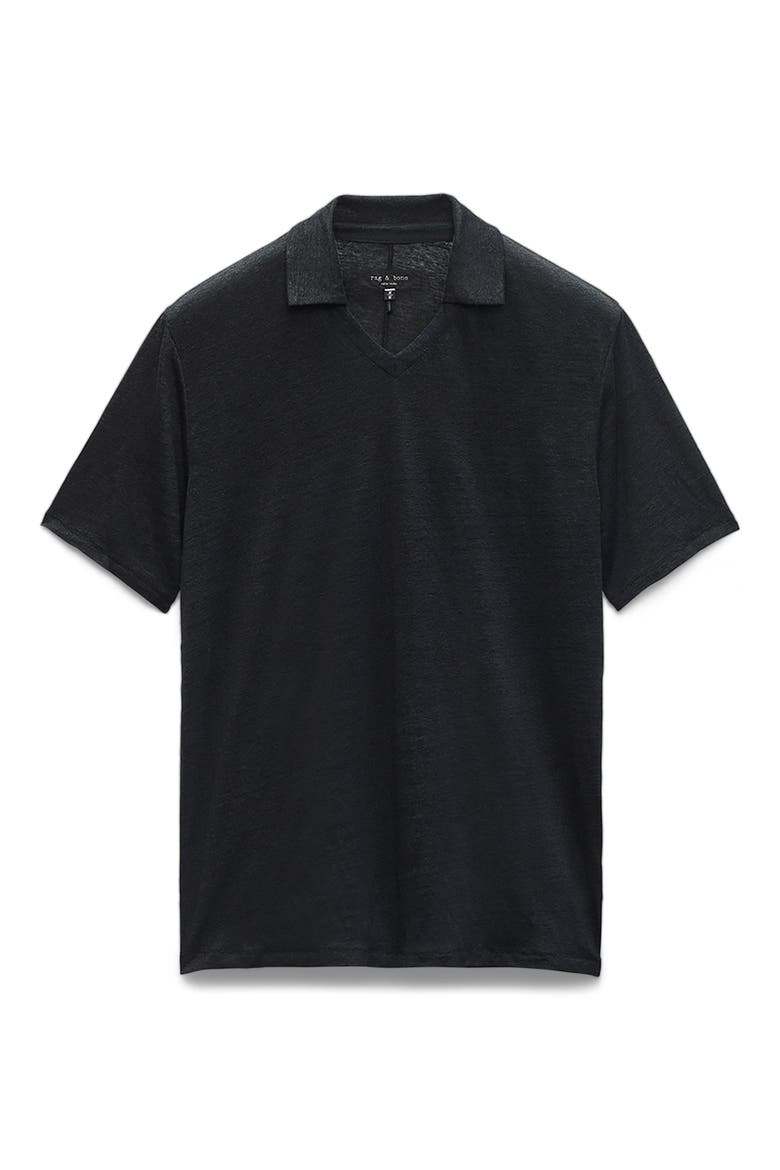 Johnny Collar Linen Polo, Alternate, color, BLACK
