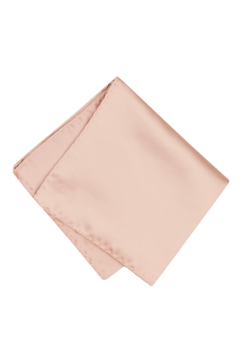 Men's Solid Satin Pocket Square, Main, color, PALE BLUSH