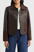 Bernardo Short Mixed Media Leather Jacket