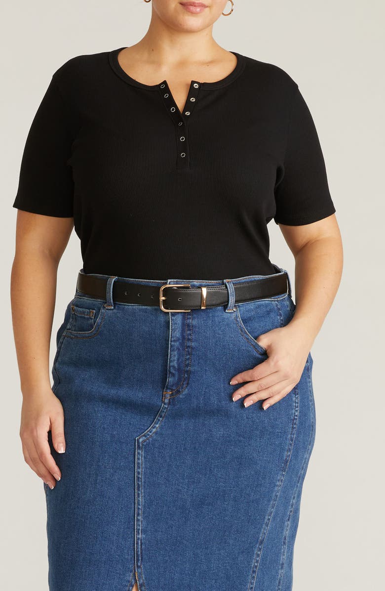 Universal Standard Stove Pipe Cotton Rib Henley, Main, color, Black