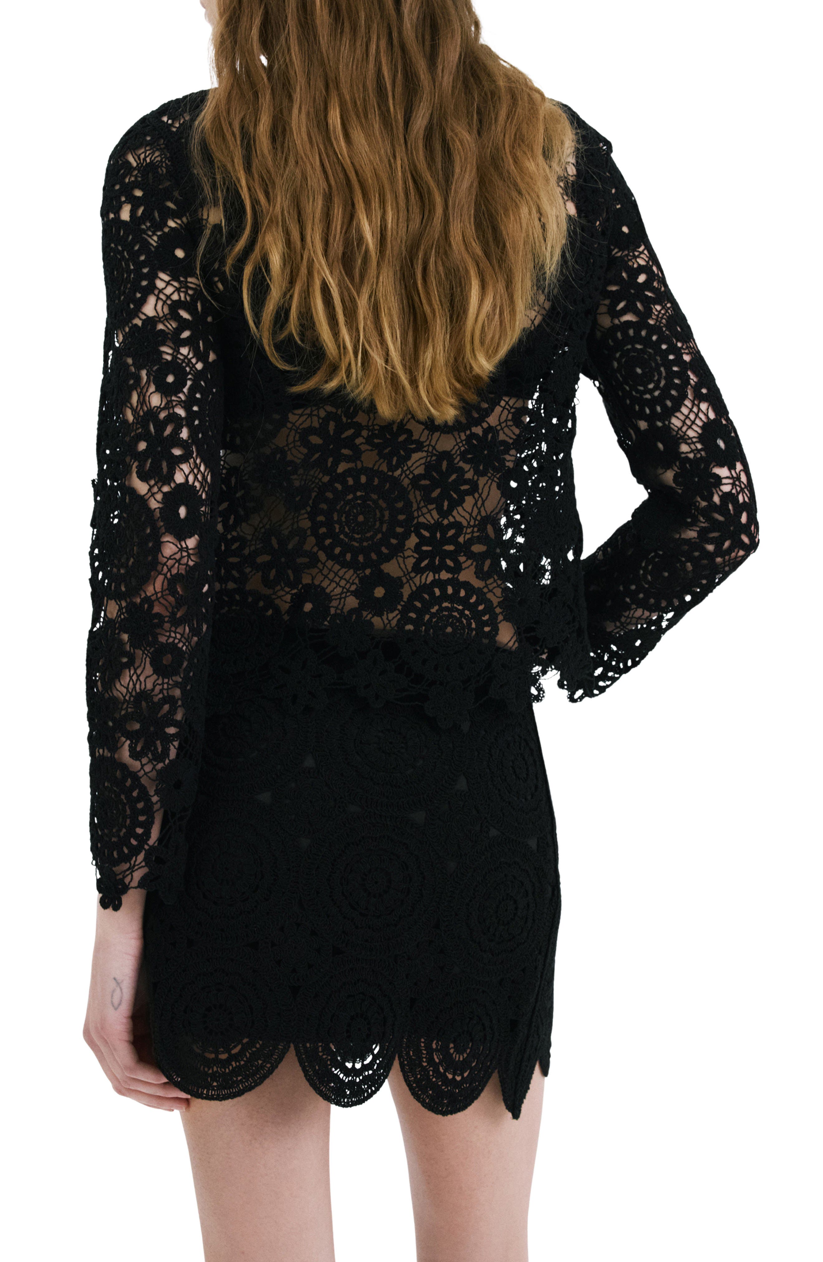 Open Work Floral Sweater - image 2