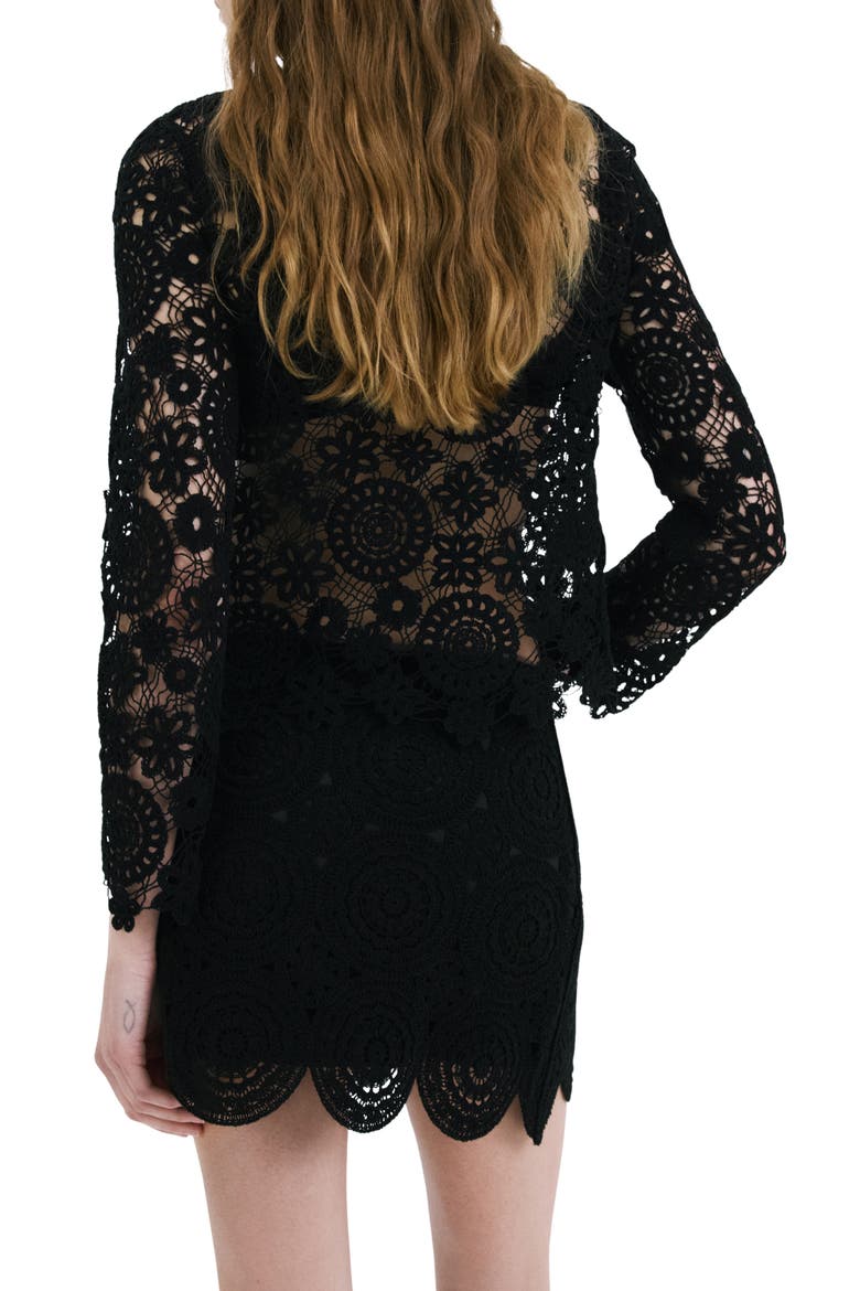 Open Work Floral Sweater, Alternate, color, BLACK