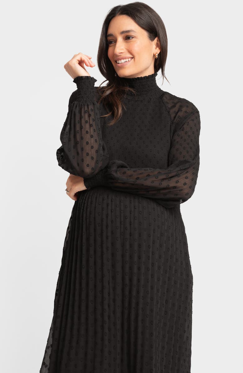 Seraphine Long Sleeve Pleated Chiffon Maternity Dress, Alternate, color,