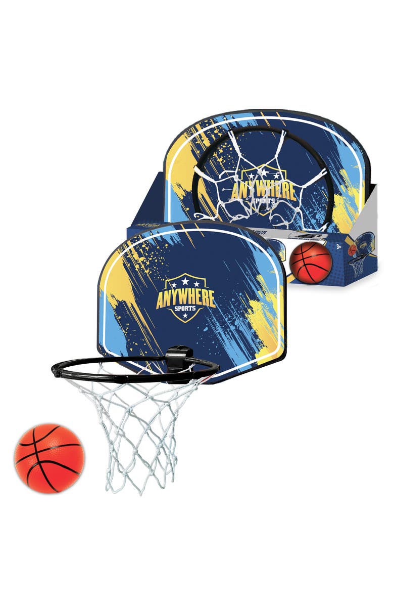 Anywhere Sports Hot Shot Basketball Hoop | 6" Foam Ball & Overdoor Backboard, Main, color, 