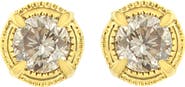 Haus of Brilliance 14K Yellow Gold Plated Silver 1/3 Ct Diamond Solitaire Milgrain Stud Earrings