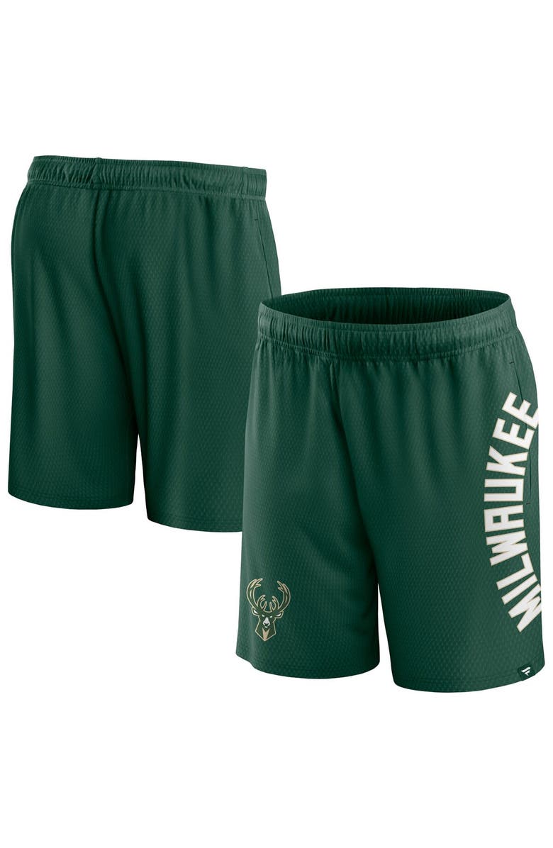 FANATICS Men's Fanatics Branded Hunter Green Milwaukee Bucks Post Up Mesh Shorts, Alternate, color, Hunter Green