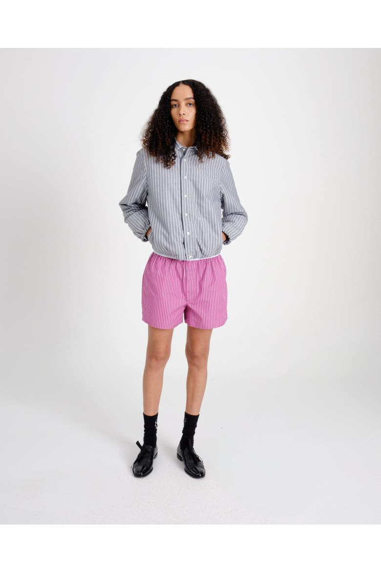 Shirt Bomber Jacket, Main, color, BLACK STRIPE OXFORD