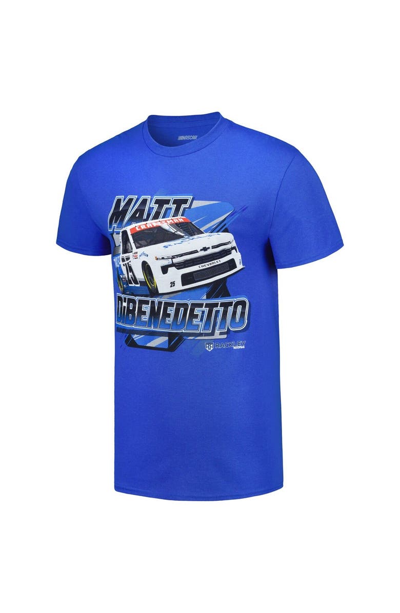 CHECKERED FLAG Men's Checkered Flag Sports Royal Matt DiBenedetto Two-Sided Blister T-Shirt, Alternate, color, Royal