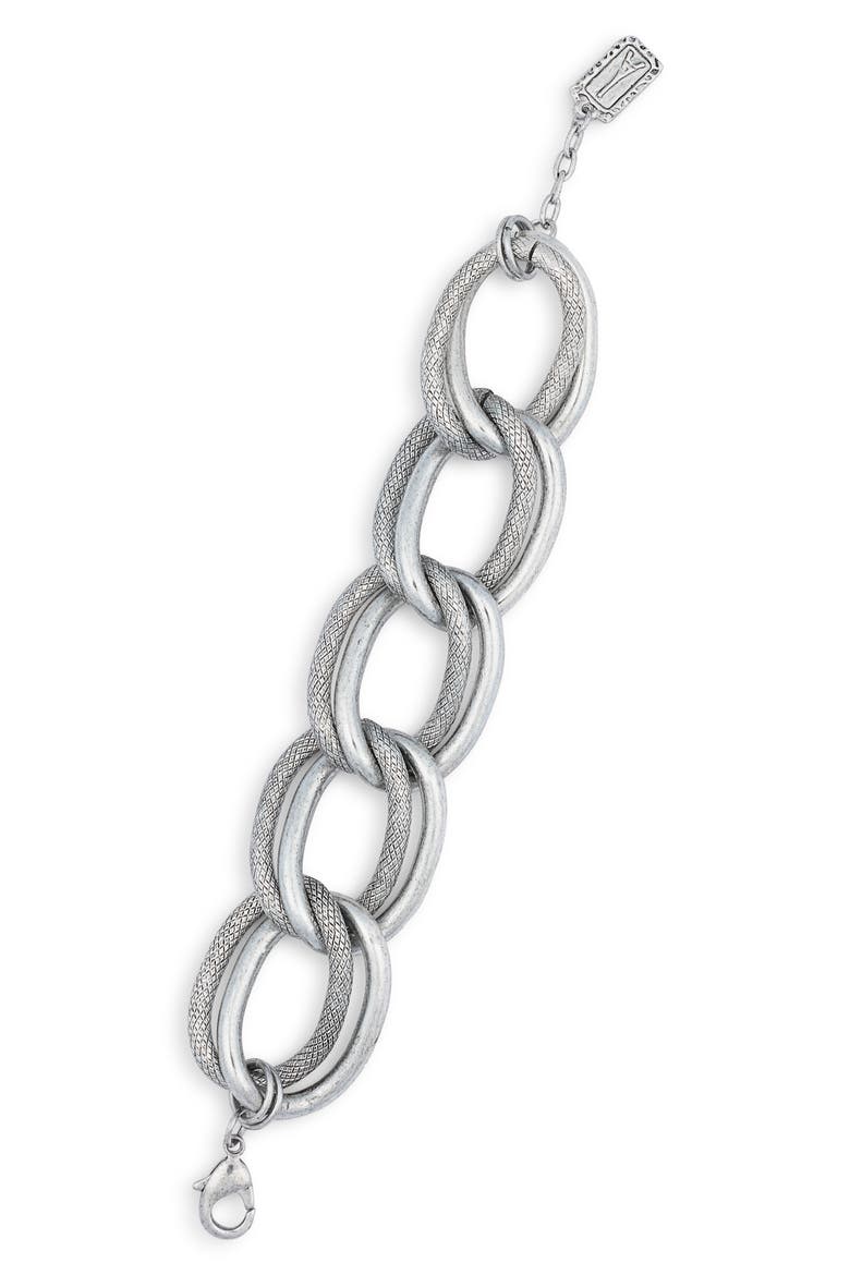 Textured Link Bracelet, Main, color, SILVER