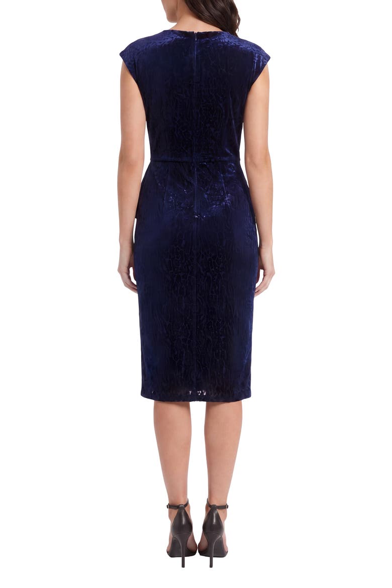 Velvet Burnout Cowl Neck Sheath Dress, Alternate, color, NAVY