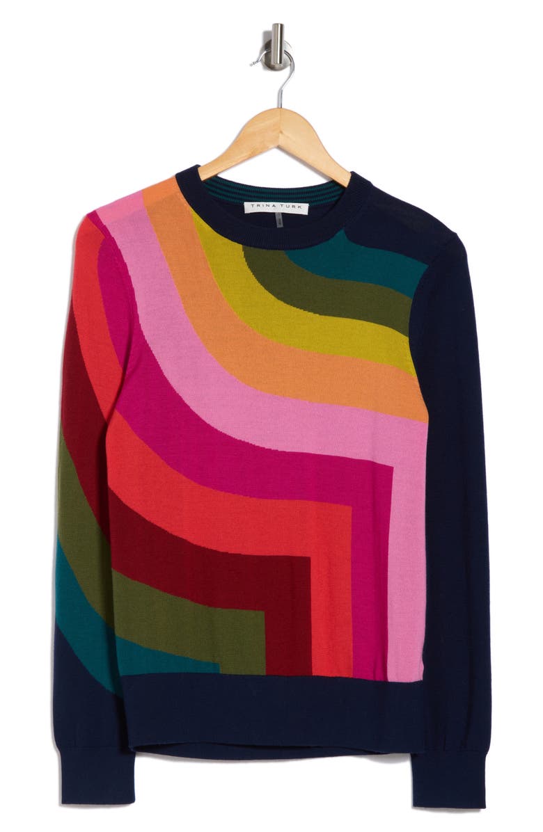 Trina Turk Kosi Abstract Merino Wool Sweater, Alternate, color, 
