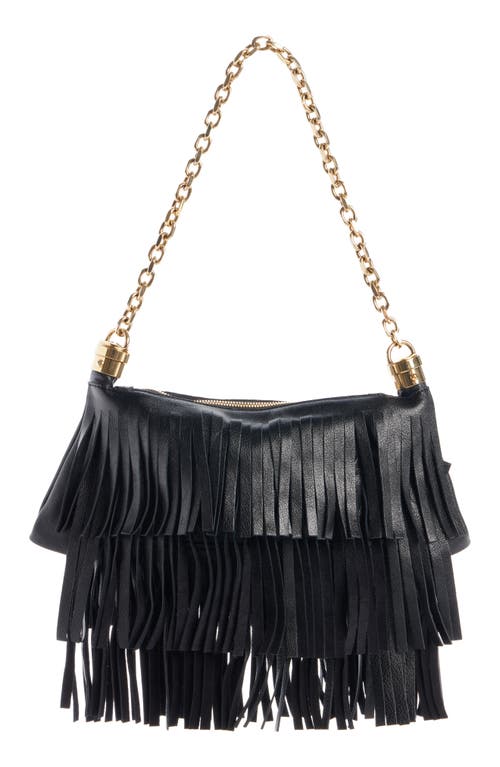 Chloé Foulard Fringed Leather Shoulder Bag In Black