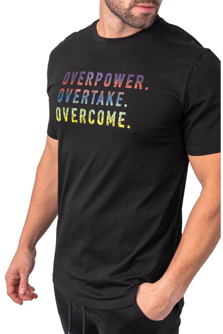 Rainbow Cotton Blend Graphic Tee, Alternate, color, BLACK