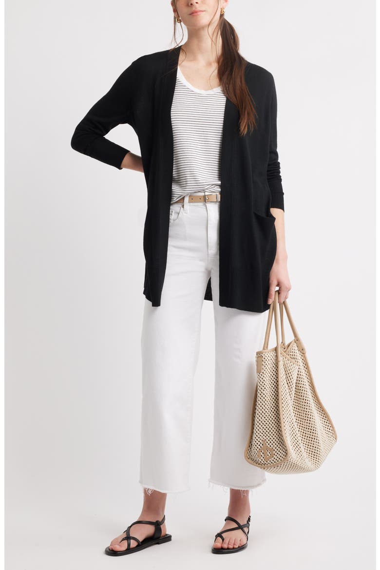Everyday Open Front Cardigan, Alternate, color, BLACK