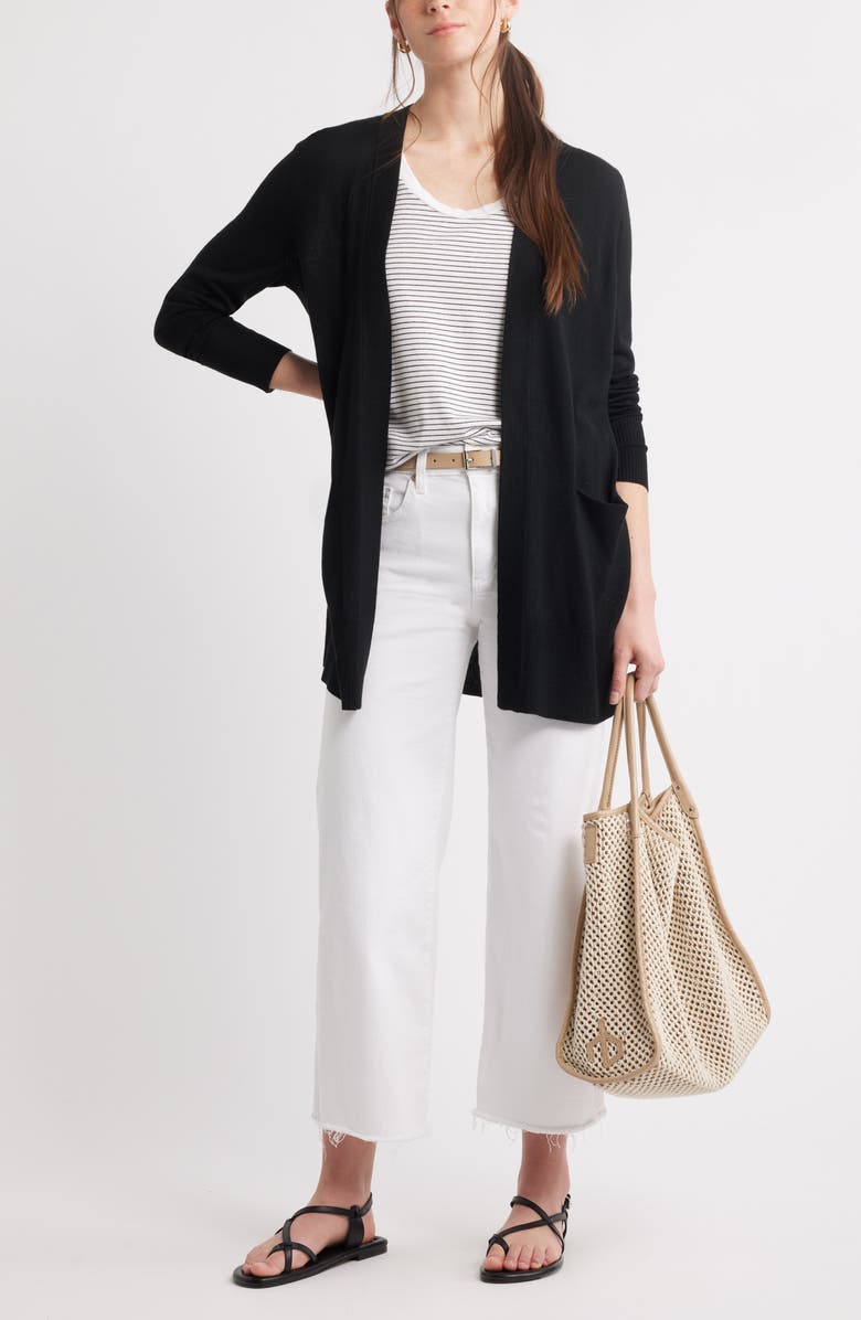 Caslon<sup>®</sup> Everyday Open Front Cardigan, Alternate, color, Black