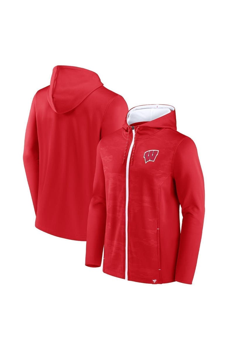 FANATICS Men's Fanatics Branded Red Wisconsin Badgers Ball Carrier Full-Zip Hoodie, Main, color, 