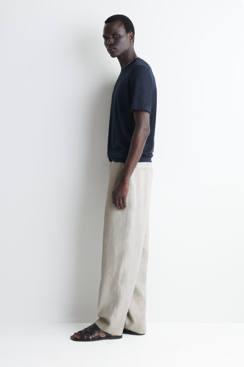 Contrast-tipped Silk-cotton T-shirt, Alternate, color, NAVY