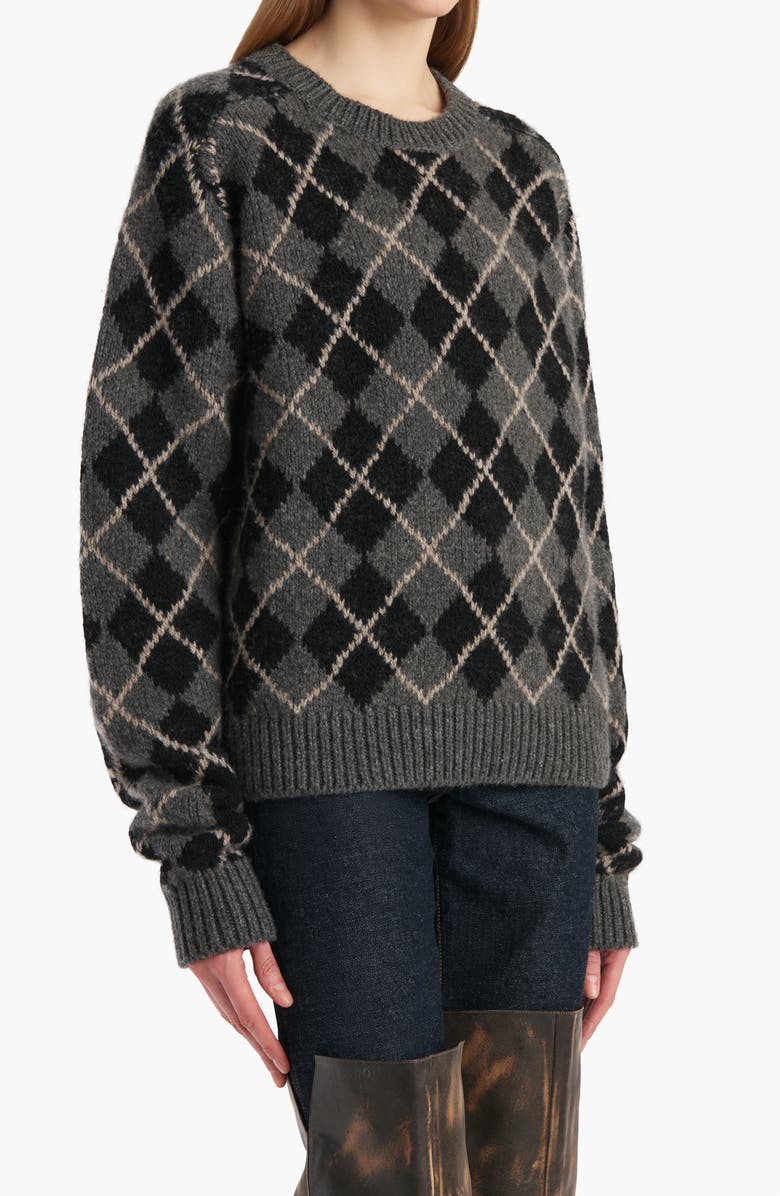 Khaite Pratt Oversize Argyle Plaid Cashmere Sweater, Alternate, color, Stone Multi